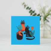 Grappige schattige katten cartoon illustratie, sch save the date (Staand voorkant)