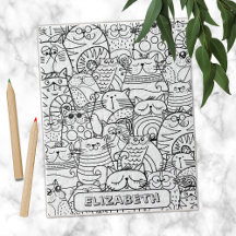 Grappige Schattige Katten Zen Doodle Kleuren Aange