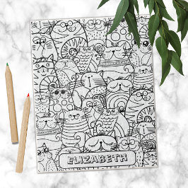 Grappige Schattige Katten Zen Doodle Kleuren Aange Legpuzzel