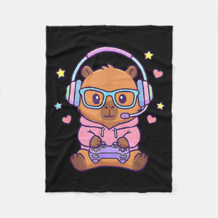 Grappige schattige kawaii capybara gamer gaming jo fleece deken