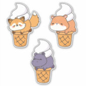 Grappige & Schattige Kawaii Dier Sticker Set (3 st (Voorkant)