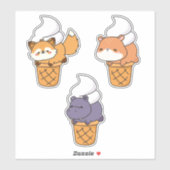 Grappige & Schattige Kawaii Dier Sticker Set (3 st (Vel)