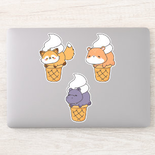 Grappige & Schattige Kawaii Dier Sticker Set (3 st