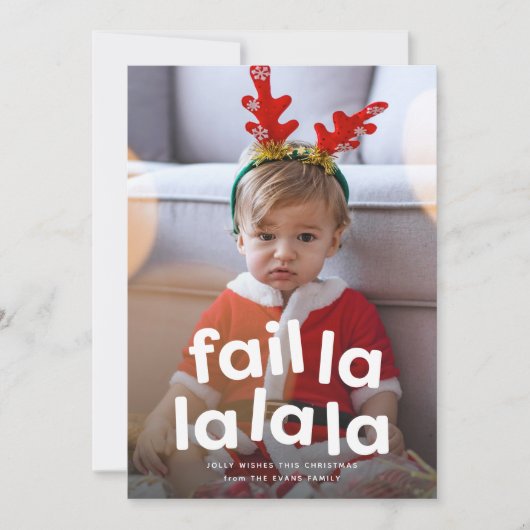 Grappige schattige kerst falen één foto rood feestdagenkaart (Voorkant)