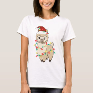 Grappige schattige kerst lama t-shirt