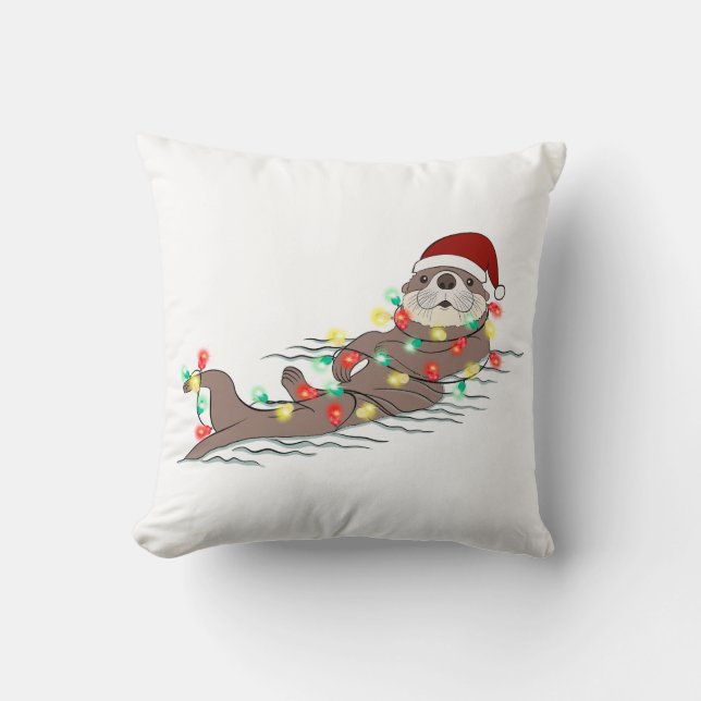 Grappige schattige kerst otter kussen (Voorkant)
