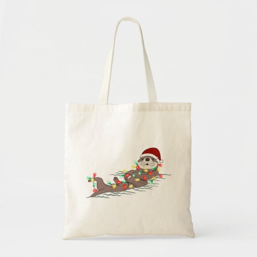 Grappige schattige kerst otter tote bag (Voorkant)