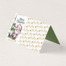 Grappige schattige kerstman met boom en typografie kaart