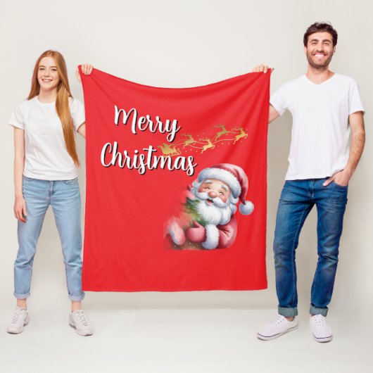 Grappige Schattige Kerstman & Typografie Fleece Deken (In situ)
