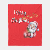 Grappige Schattige Kerstman & Typografie Fleece Deken (Voorkant)