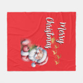 Grappige Schattige Kerstman & Typografie Fleece Deken (Voorkant (Horizontaal))