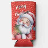 Grappige Schattige Kerstman & Typografie Seltzer Blikjeskoeler (Voorkant)