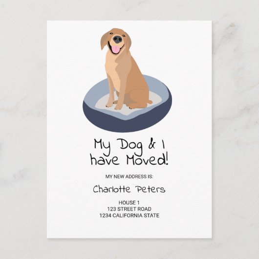 Grappige schattige labrador hond illustratie beweg aankondigingskaart (Voorkant)
