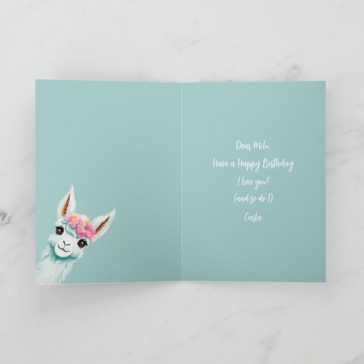 Grappige schattige lama Gelukkige Verjaardag Kaart (Binnen)