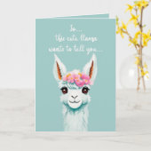 Grappige schattige lama Gelukkige Verjaardag Kaart (Gele Bloem)