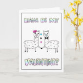 Grappige Schattige Lama Woordspeling Valentijnsdag Kaart (Gele Bloem)
