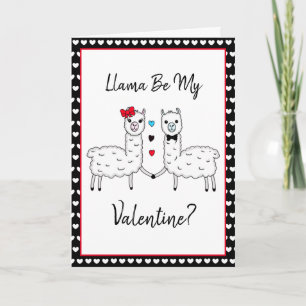 Grappige Schattige Lama Woordspeling Valentijnsdag Kaart