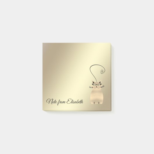 Grappige schattige lichtgevende gouden grillige ka post-it® notes (Voorkant)