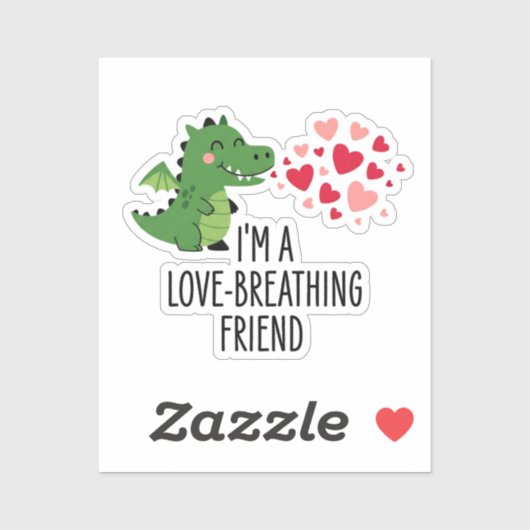 Grappige Schattige Liefde Ademende Drakenvriend Sticker (Vel)