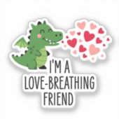Grappige Schattige Liefde Ademende Drakenvriend Sticker (Voorkant)