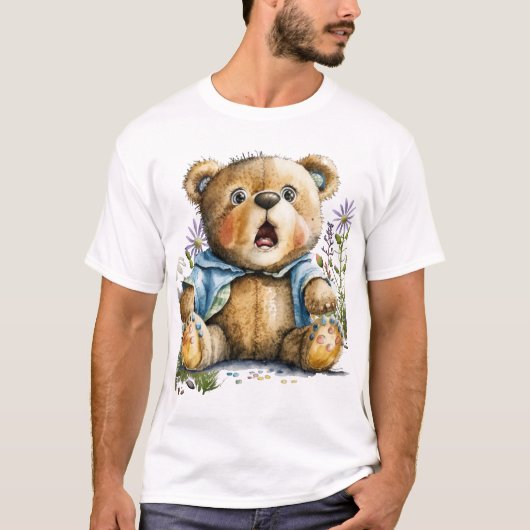 Grappige, schattige 'Oh Dear' expressie bruine ted T-shirt (Voorkant)