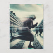 Grappige Schattige oma op de vlucht in de stad Briefkaart (Voorkant)