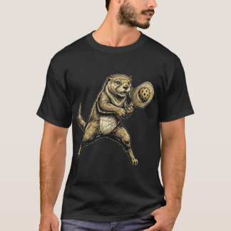 Grappige Schattige Otter Speelt Pickleball Vintage T-shirt