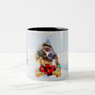 Grappige, Schattige Pittie Hond Yappy Kerstmis Tweekleurige Koffiemok