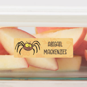 Grappige schattige pluizige spin cartoon gepersona labels