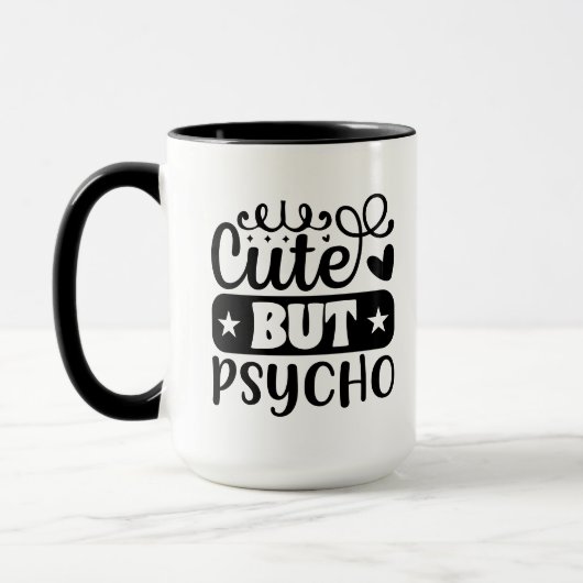 Grappige schattige psycho woordkunst mok (Links)