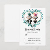 Grappige Schattige Punk Bruiloft RSVP Kaartje (Voorkant / Achterkant)