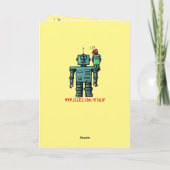 Grappige schattige robot en papegaai gelukkige ver kaart (Achterkant)