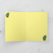 Grappige schattige robot en papegaai gelukkige ver kaart (Binnen)