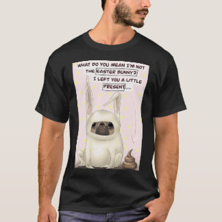 Grappige, schattige roze pug Paaspaashaas-illustra T-shirt