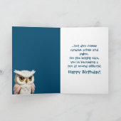 Grappige schattige roze uil Gelukkige Verjaardag Kaart (Binnen)