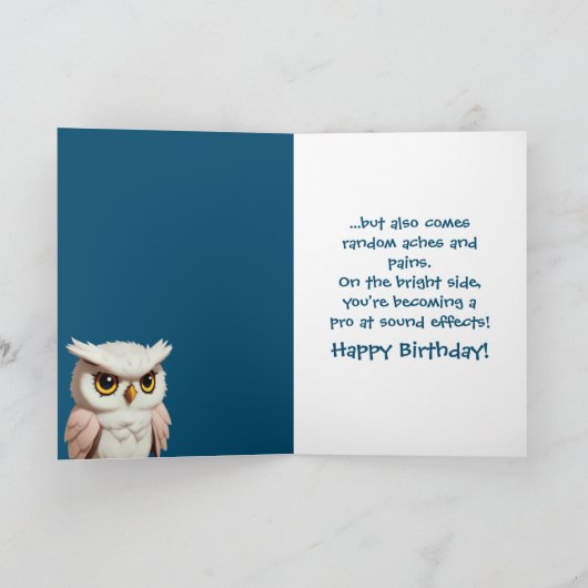 Grappige schattige roze uil Gelukkige Verjaardag Kaart (Binnen)