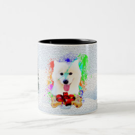 Grappige Schattige Samojed Honden Kerstmis Tweekleurige Koffiemok
