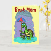 Grappige schattige schildpadden Best Mom wenskaart Kaart (Gele Bloem)