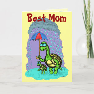 Grappige schattige schildpadden Best Mom wenskaart Kaart