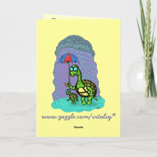 Grappige schattige schildpadden Happy Birthday, ma Kaart (Achterkant)