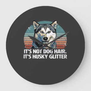 Grappige & Schattige Siberische Husky Hond Glitter Grote Klok