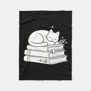 Grappige schattige slapende kat en boeken knus vre fleece deken