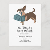 Grappige schattige teckel hond illustratie bewegen aankondigingskaart (Voorkant)