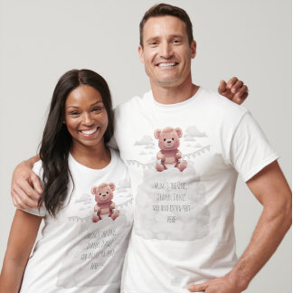 Grappige schattige teddybeer stapel luiers 1e verj t-shirt