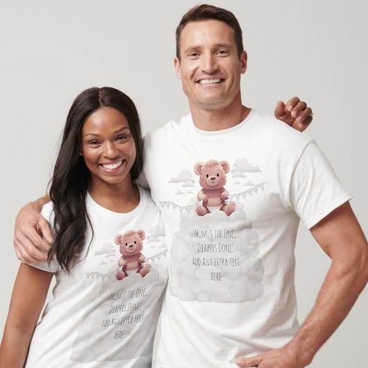 Grappige schattige teddybeer stapel luiers 1e verj t-shirt