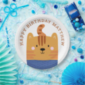 Grappige schattige tijger. Kinder dierentuin Safar Papieren Bordje (Feest)