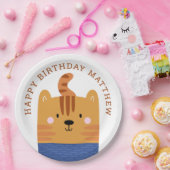 Grappige schattige tijger. Kinder dierentuin Safar Papieren Bordje (Feest)