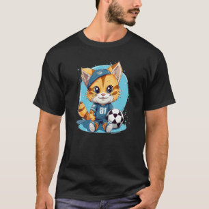 Grappige schattige Voetbalkat met Trikot voor Spor T-shirt