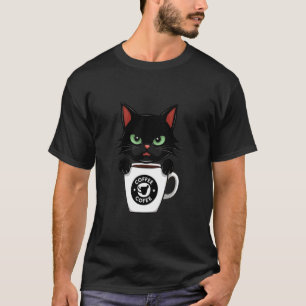 Grappige Schattige Zwarte Kat Koffie Boos 1 T-shirt