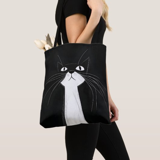 Grappige Schattige Zwarte kat Tote Bag (Dichtbij)